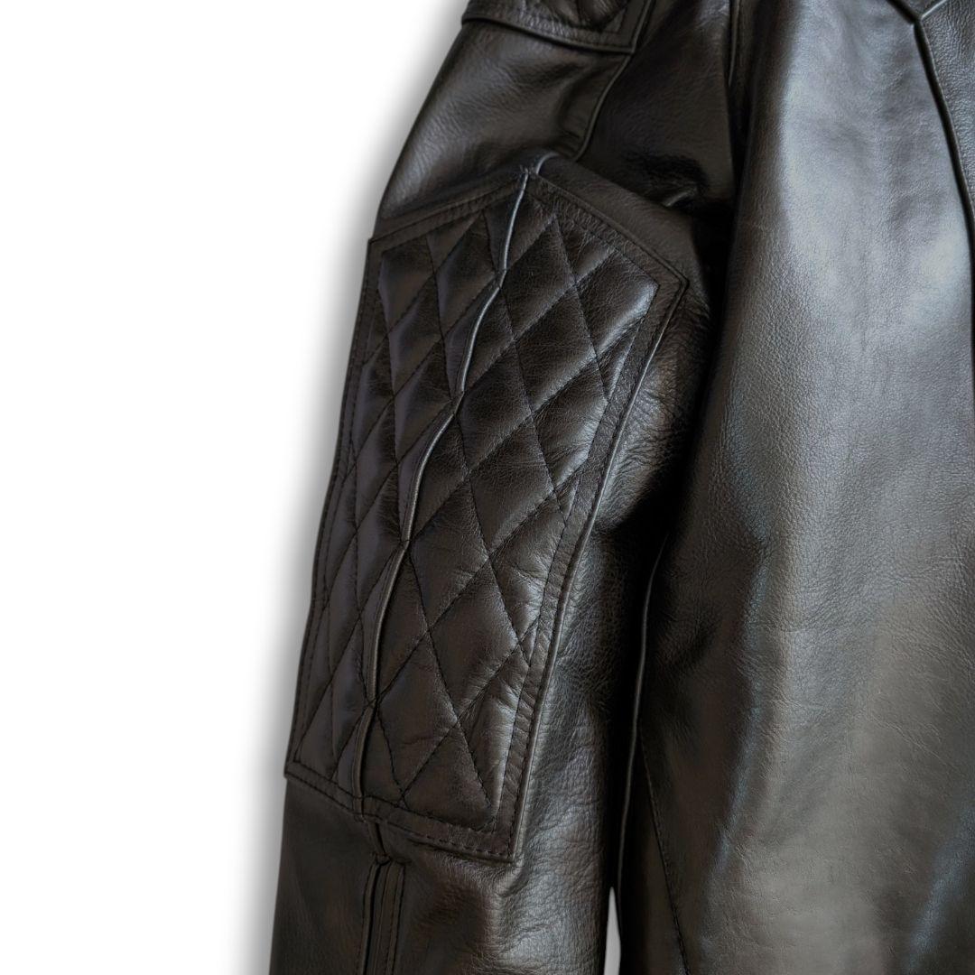 バークボックス 裏キルティング レザー ライダースジャケット 38 ブラック