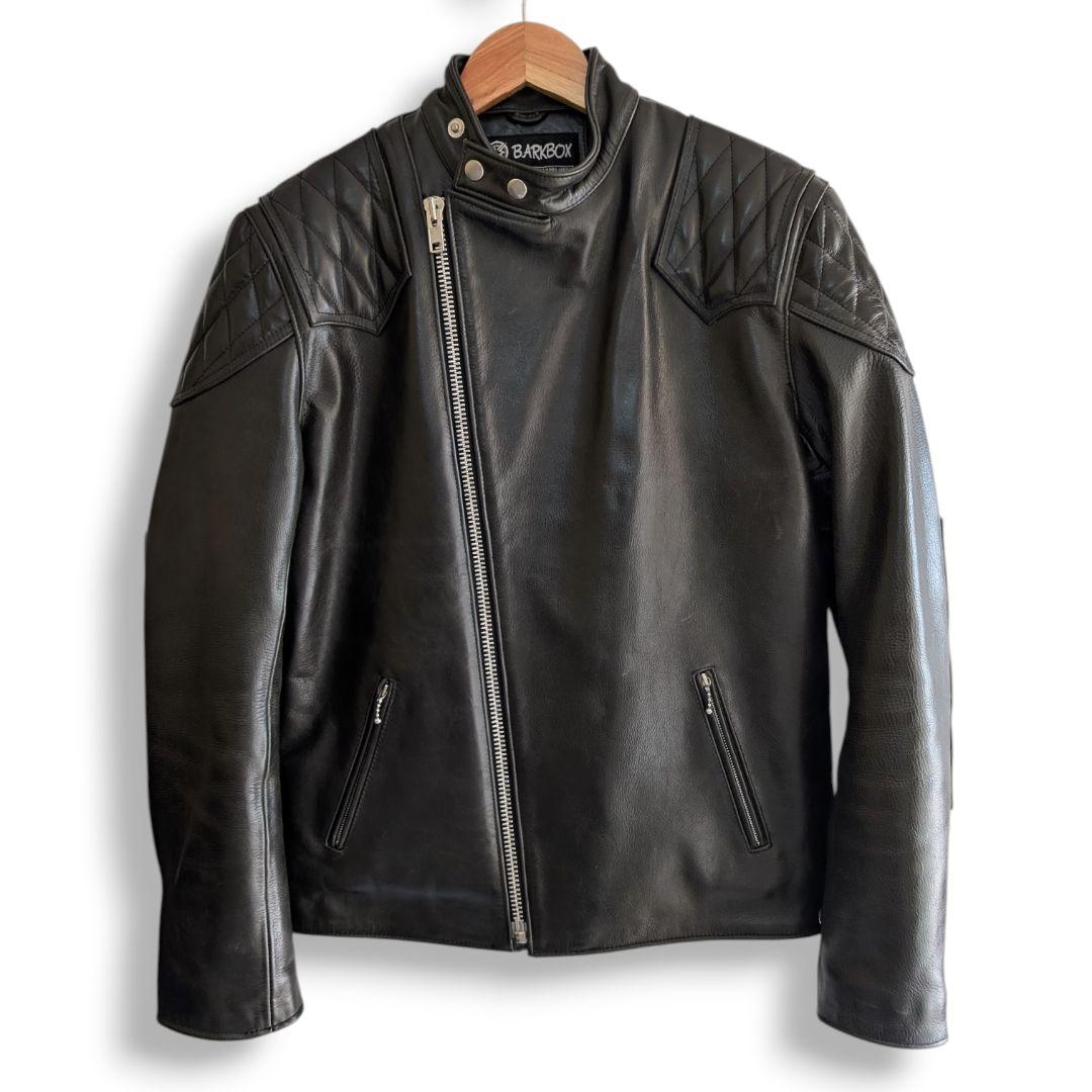 バークボックス 裏キルティング レザー ライダースジャケット 38 ブラック