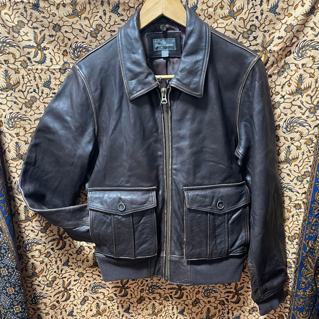 じ*ー様 美品☆LLビーンシグネチャー S★A-2タイプレザージャケット
