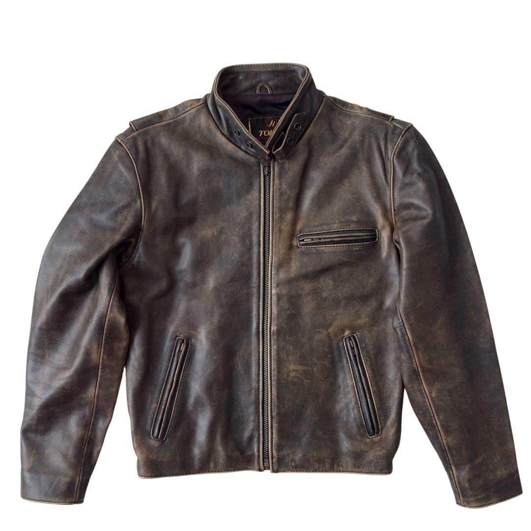 舶来堂 シングルライダース ジャケット 革ジャン ブラウン バイク ビンテージM