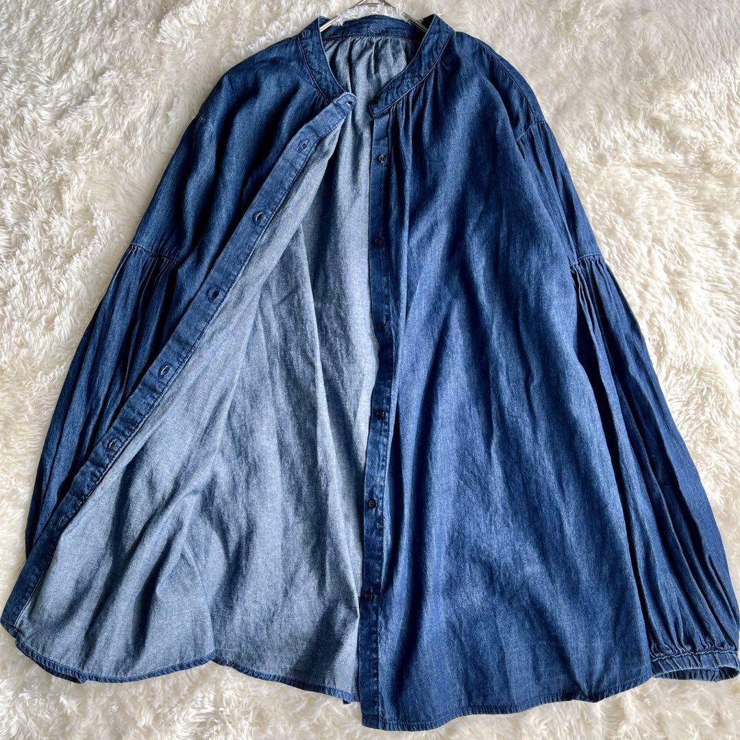 美品　Mila owen 2WAY デニムボウタイブラウス　ボリューム袖