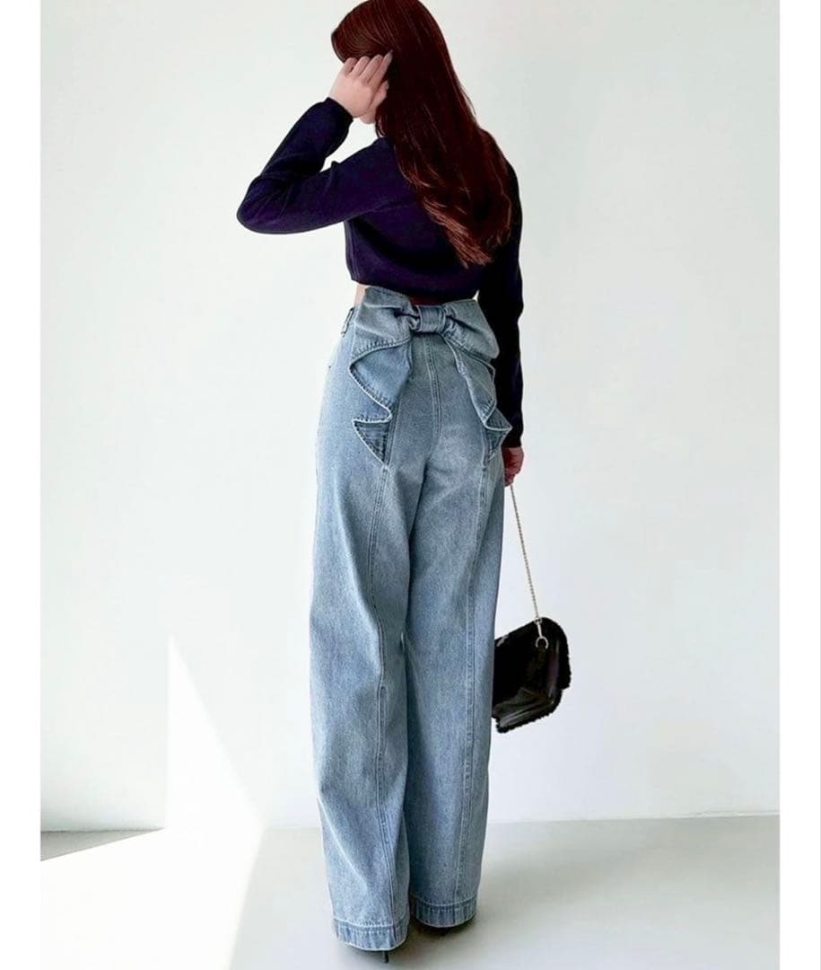 バックリボンデニムパンツ