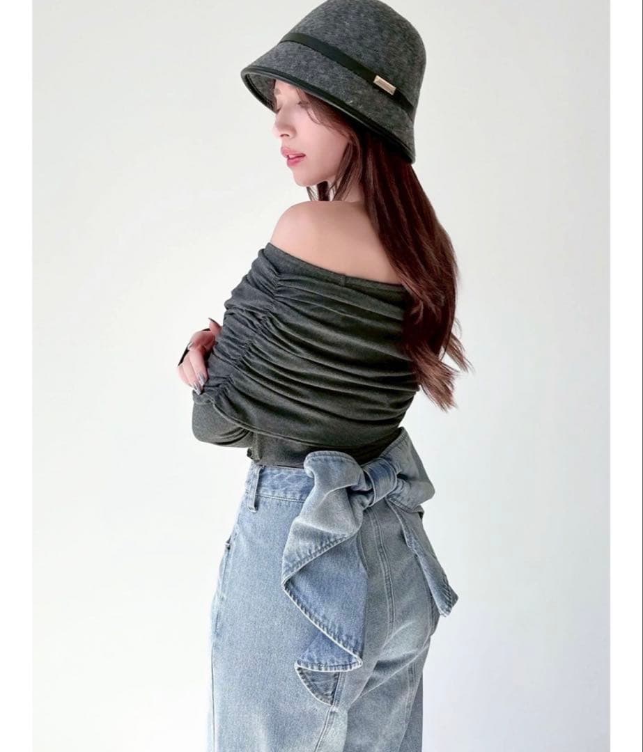 バックリボンデニムパンツ