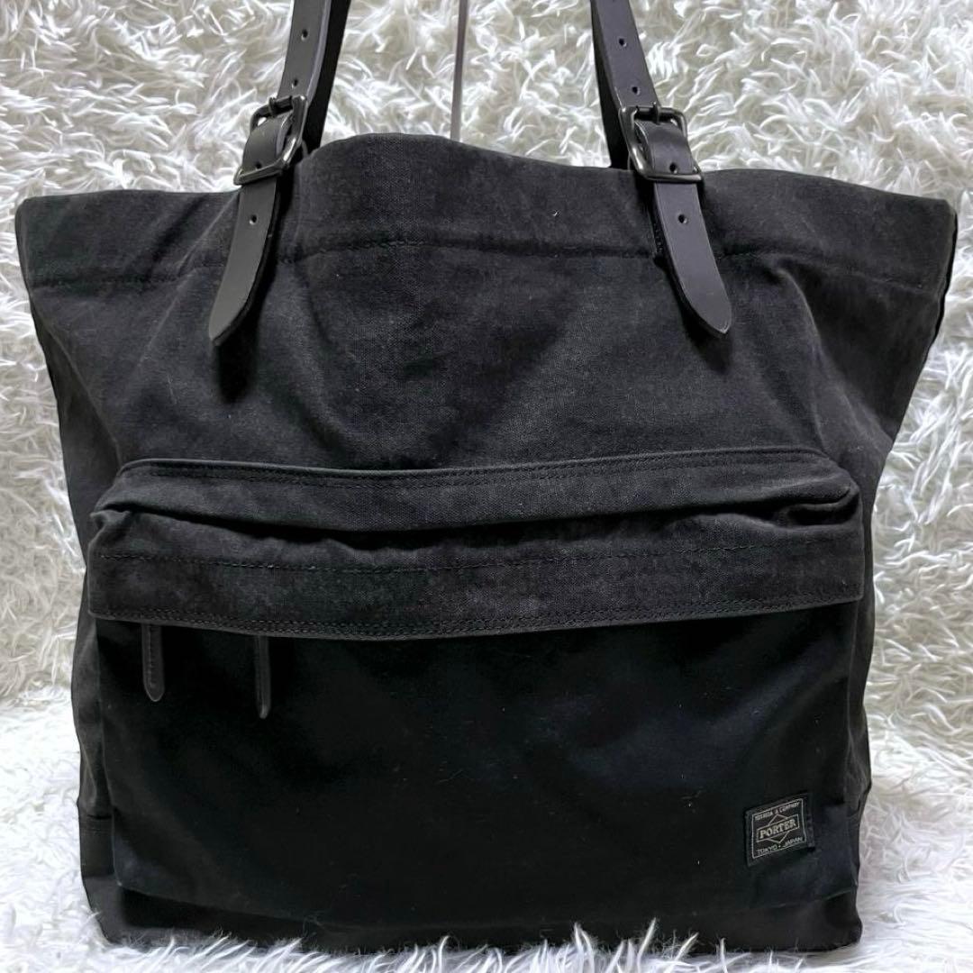 PORTER BRIDGE バイオウォッシュ キャンバス トートバッグ ブラック