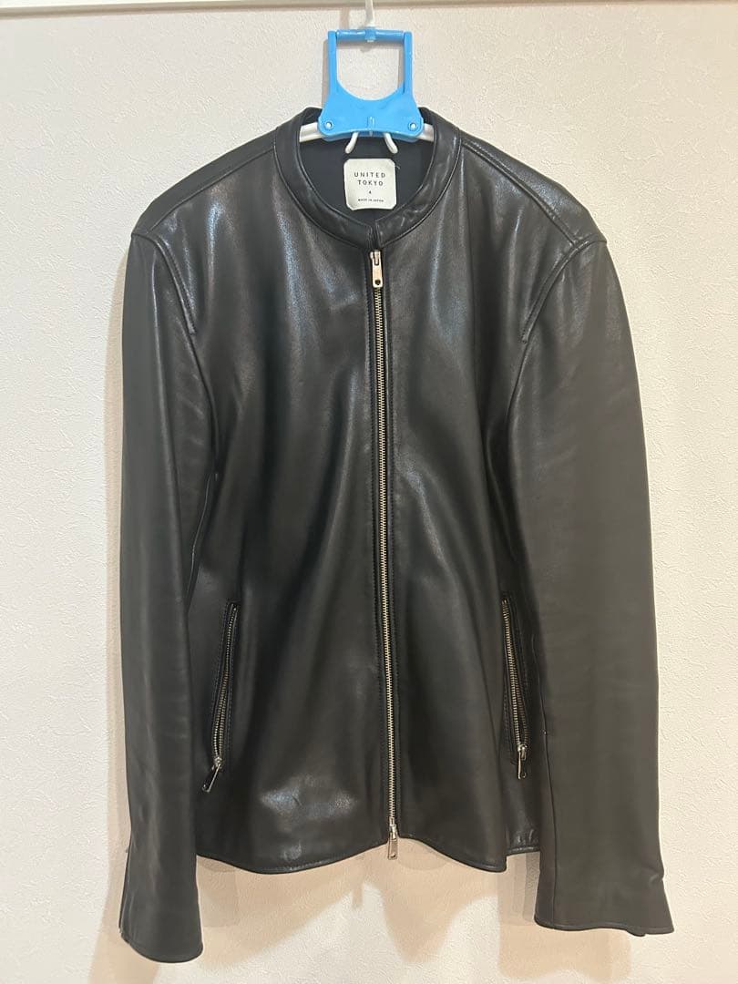 UNITED TOKYO ブラックレザーシングルライダースジャケット サイズ4