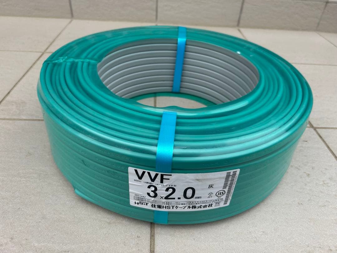VVF2.0-3c ケーブル100 M(黒白赤) 新品・未使用