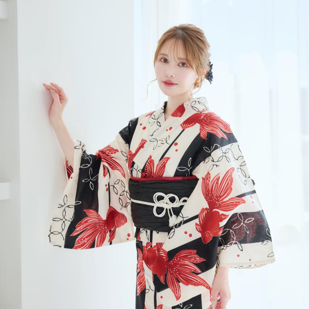 新品 浴衣 セット 浴衣セット ゆかた レディース 大人 金魚柄 Y5-17