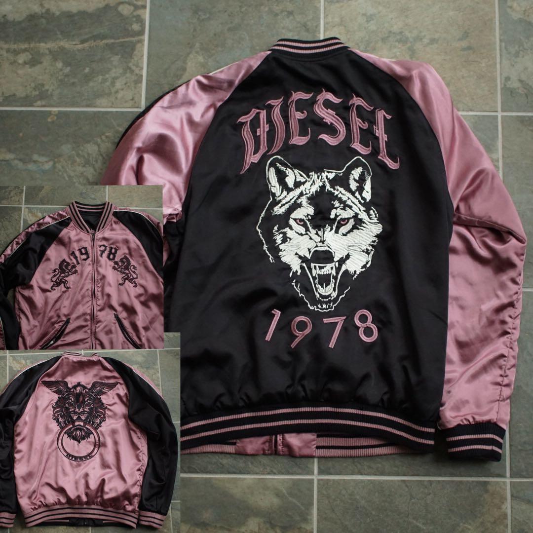 DIESEL ウルフ/ライオン 刺繍 リバーシブル スカジャン ディーゼル L