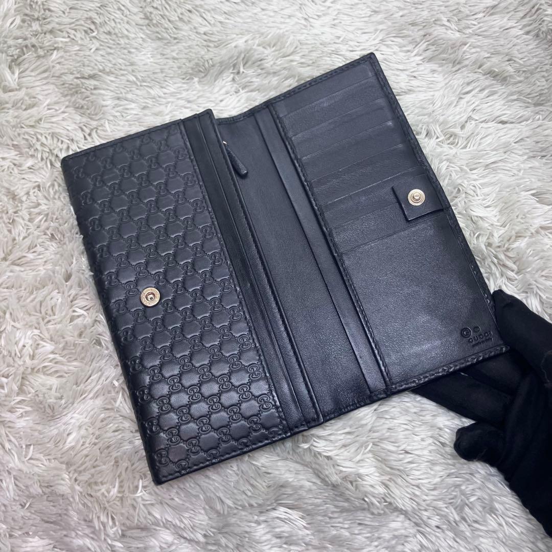 箱付き極美品✨GUCCI マイクロシマ GG柄 ロゴプレート 長財布449396