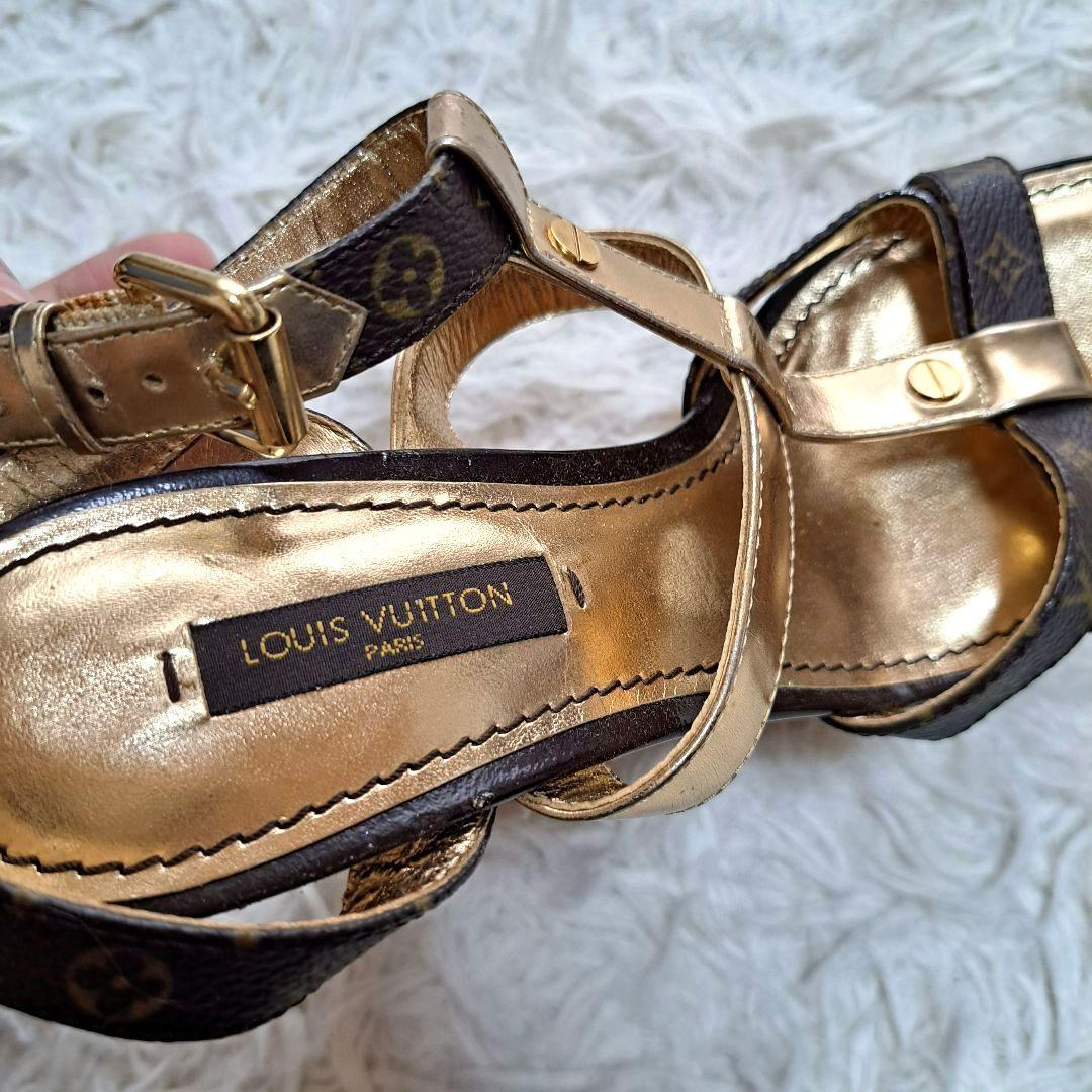【LOUIS VUITTON】サンダル　モノグラム　ストラップ　ウェッジサンダル