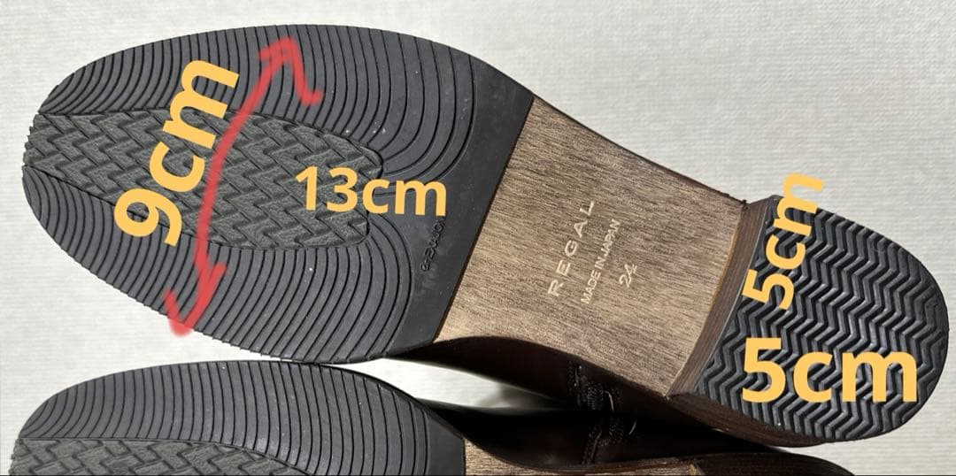 REGAL リーガル 本革 ロングブーツ ファスナー付き ダークブラウン24cm