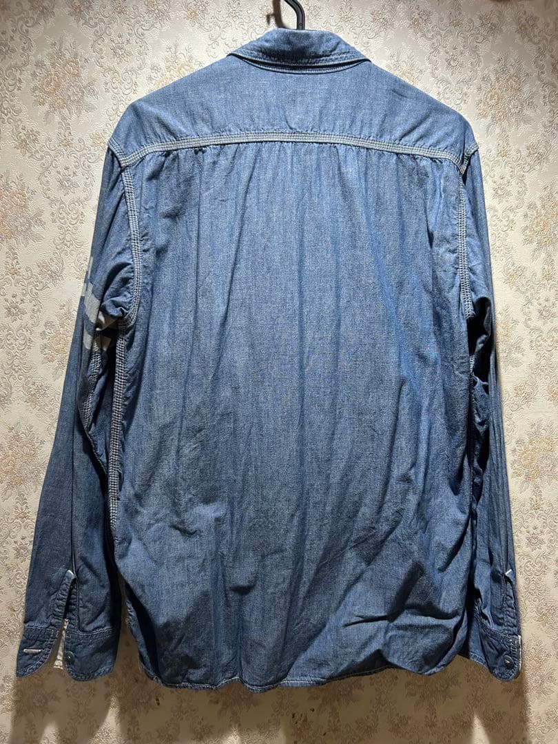 桃太郎ジーンズ シャンブレーデニム 出陣 ワークシャツ 長袖　サイズ42