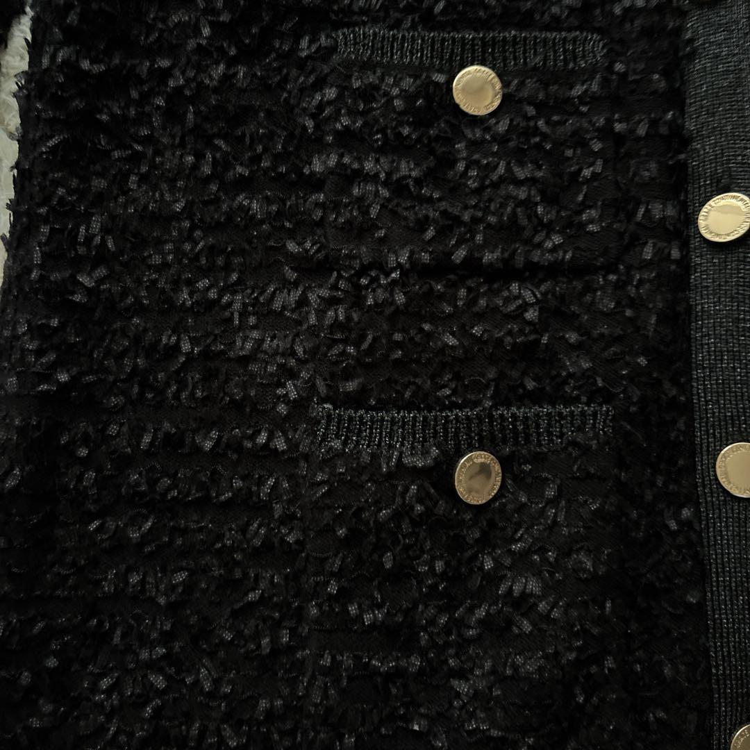 【未使用】グレースコンチネンタル 24AW ツイードバイカラーニットカーディガン