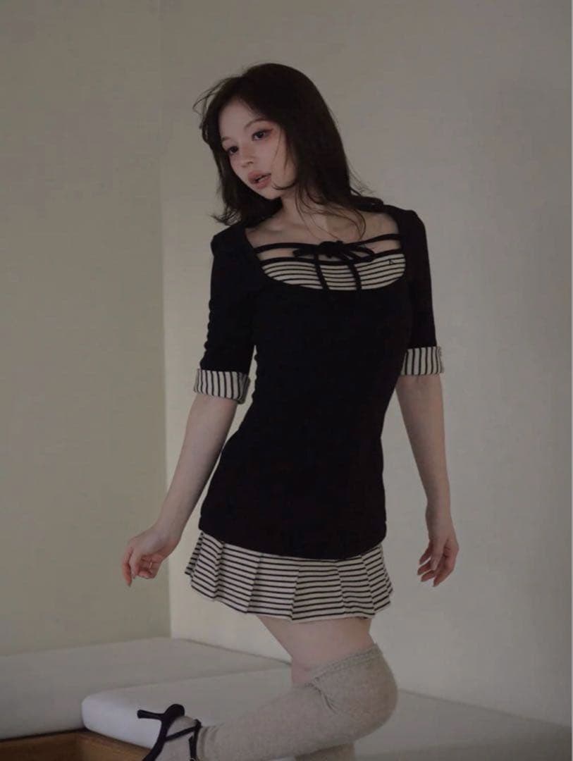 andmary ♡ AM1635 Aiden pleats mini dress