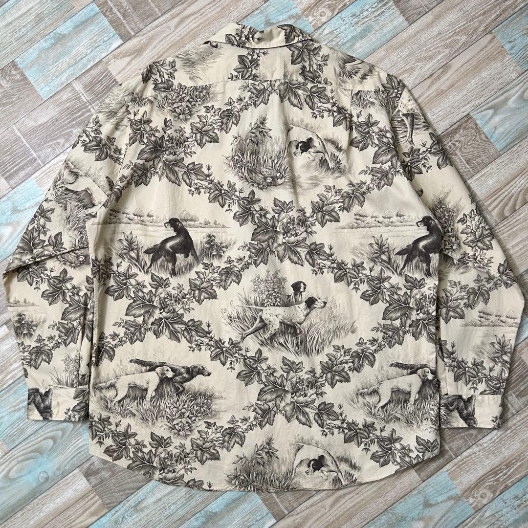 イ*ロ様 90s ラルフローレン MARLOWE 柄シャツ ハンティング 犬柄