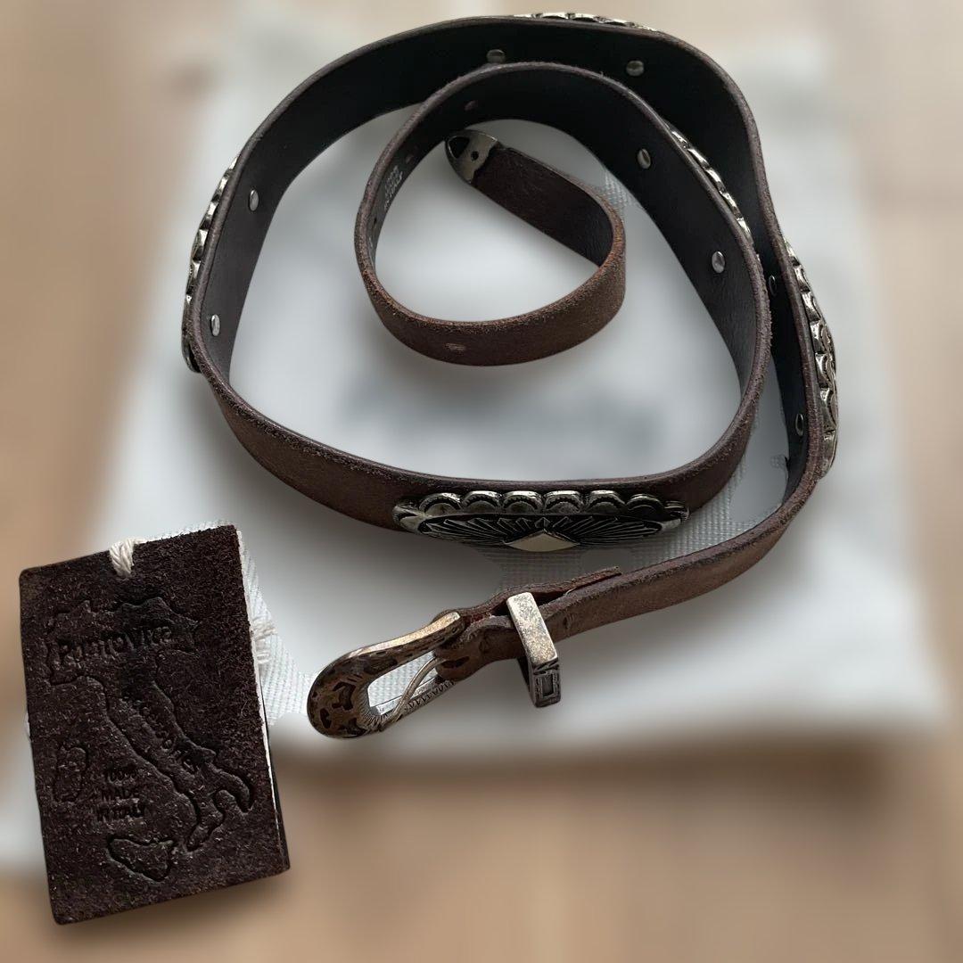 【ウィムガゼット】Puntovita 本革 コンチョベルト　グレージュ