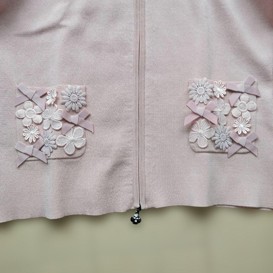 M's Gracy 花柄刺繍 ジップアップカーディガン40