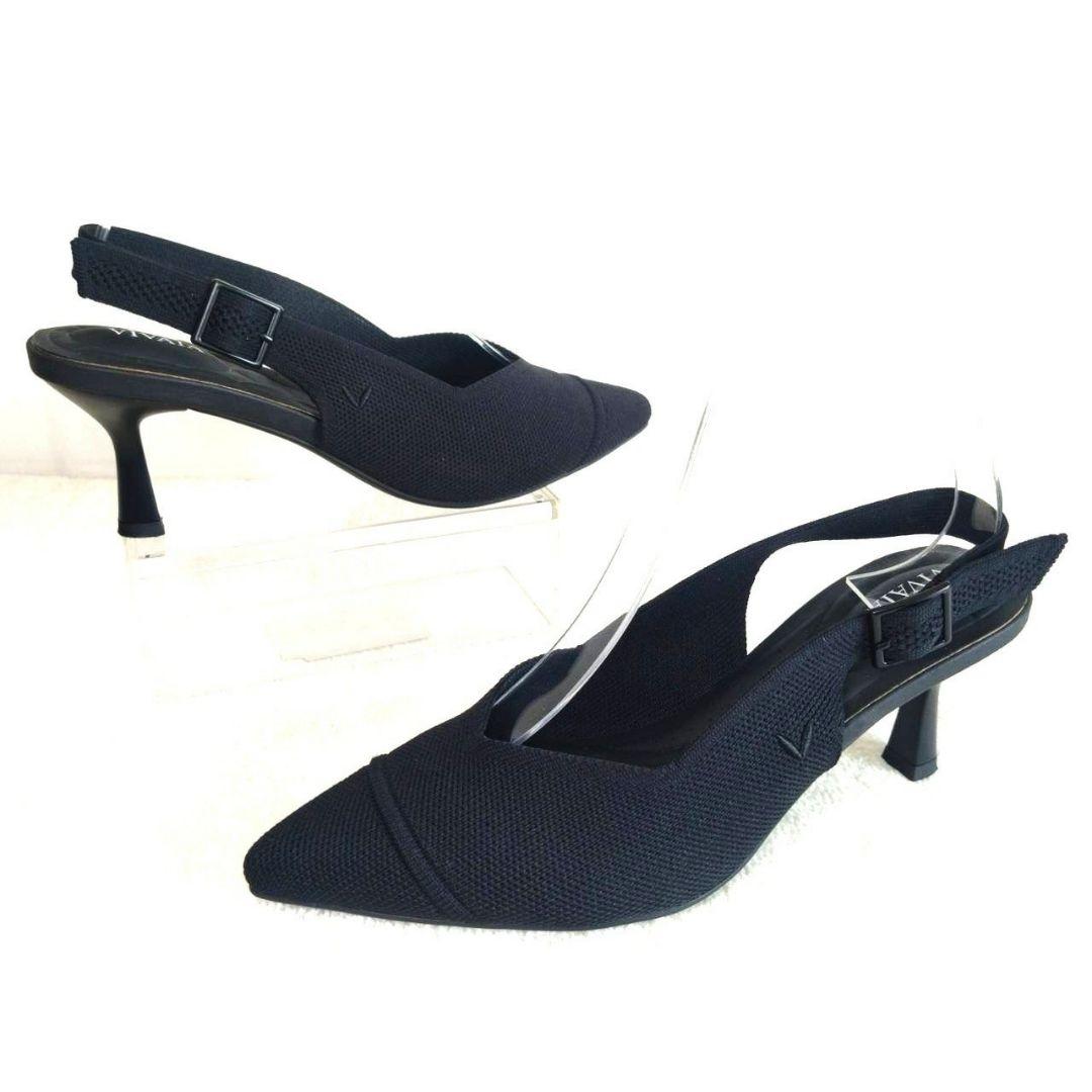 人気・ほぼ新品！VIVAIA 黒 スリングバック ポインテッドトゥ サンダル