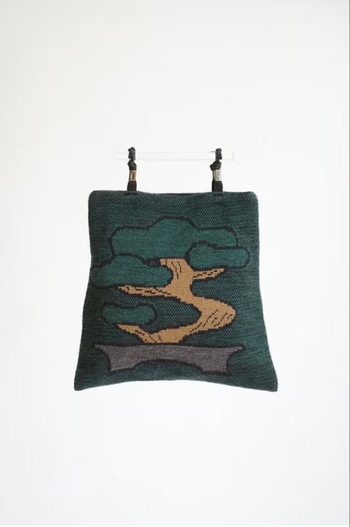 unpis tukifune ハンドバッグ　ニットバッグ　松　盆栽