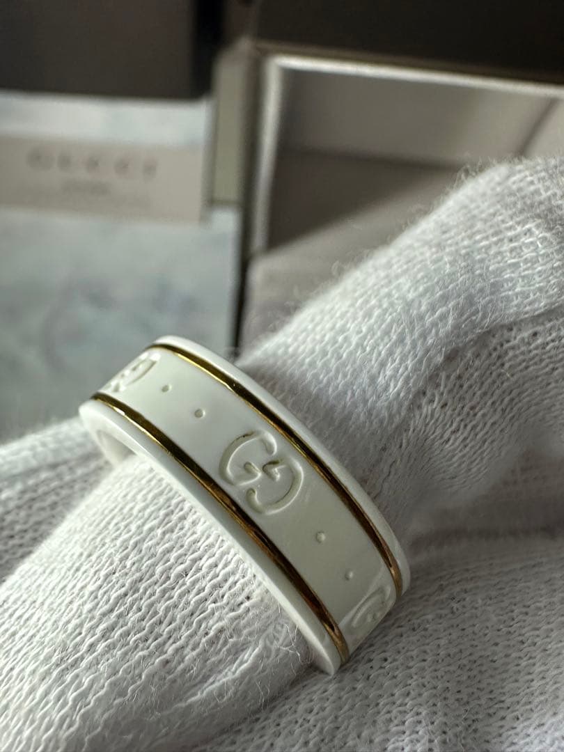 【未使用】GUCCI グッチ リング 指輪 GG ホワイト #17