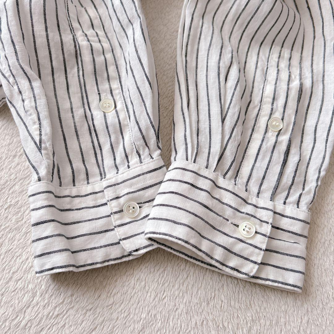 美品✨フレームワーク✨人気　フレンチリネンドロストシャツ　バンドカラー　羽織り