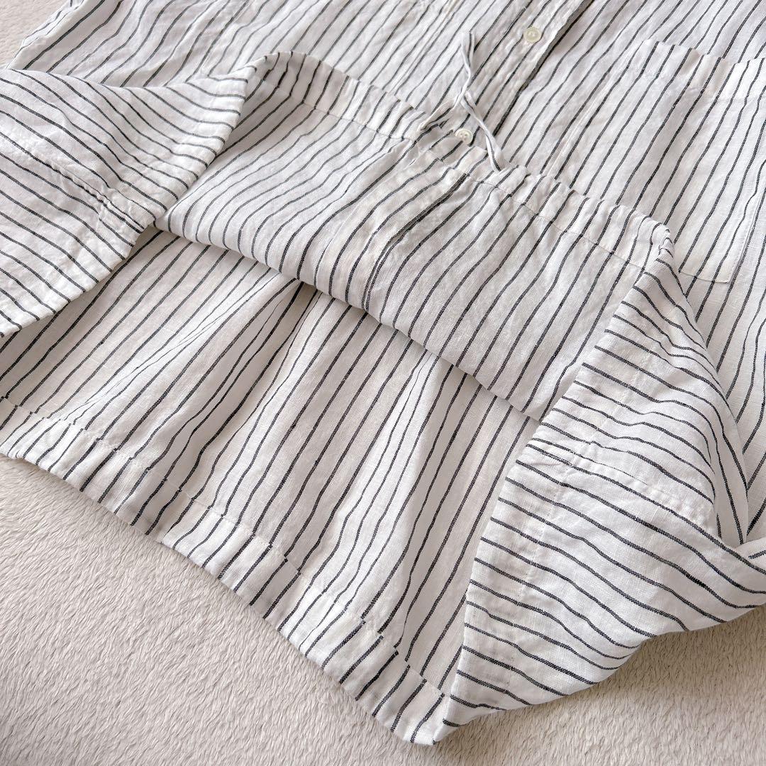 美品✨フレームワーク✨人気　フレンチリネンドロストシャツ　バンドカラー　羽織り