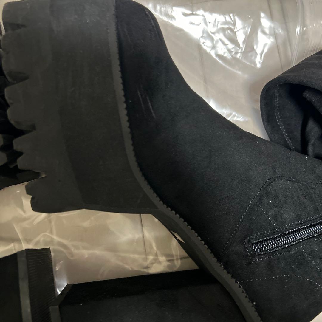 EMODA ニーハイスクエアフィットロングブーツ 厚底 ブラック L 24.5