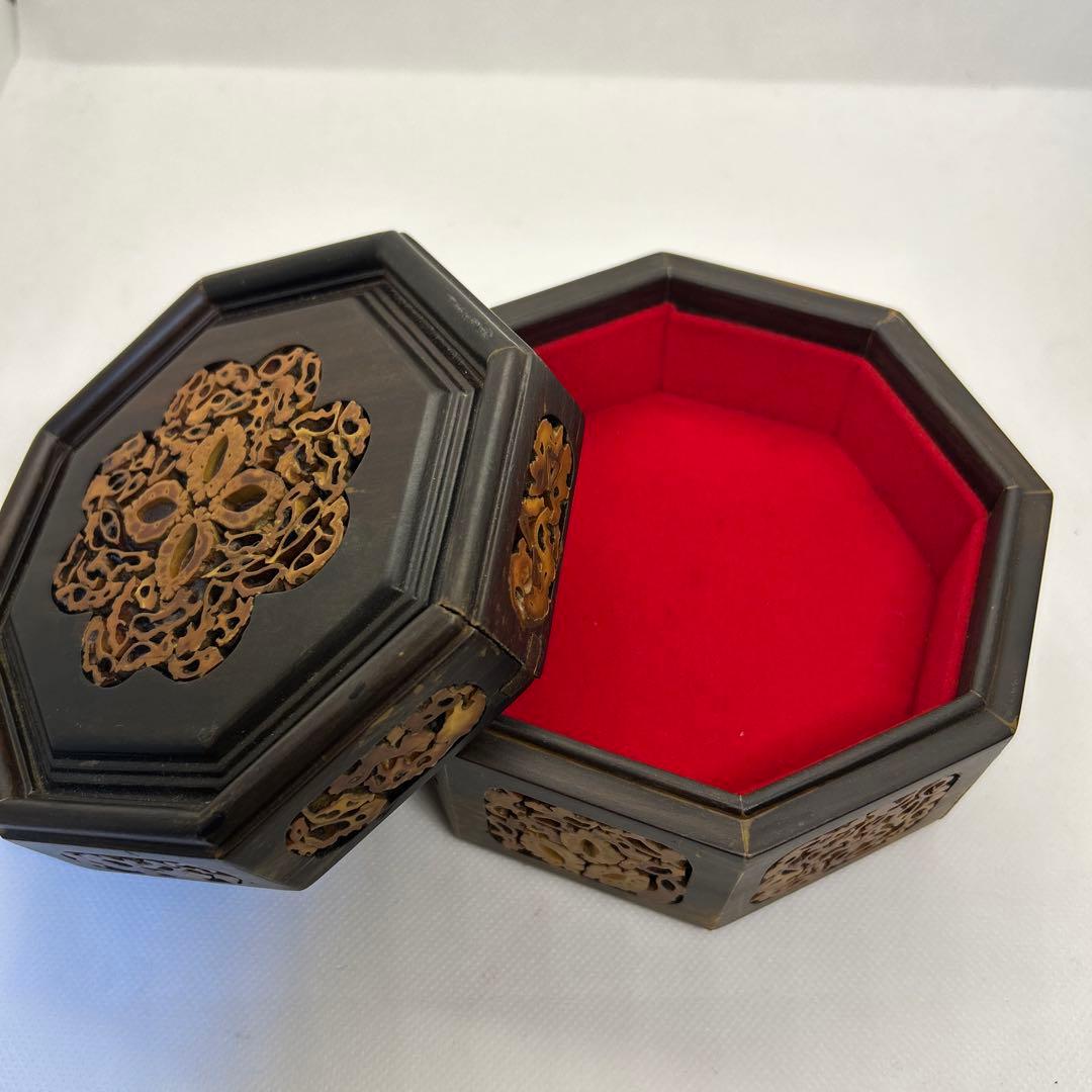 希少 まとめ売り 黒檀 アクセサリーケース 文箱 ジュエリー 長方形 八角形