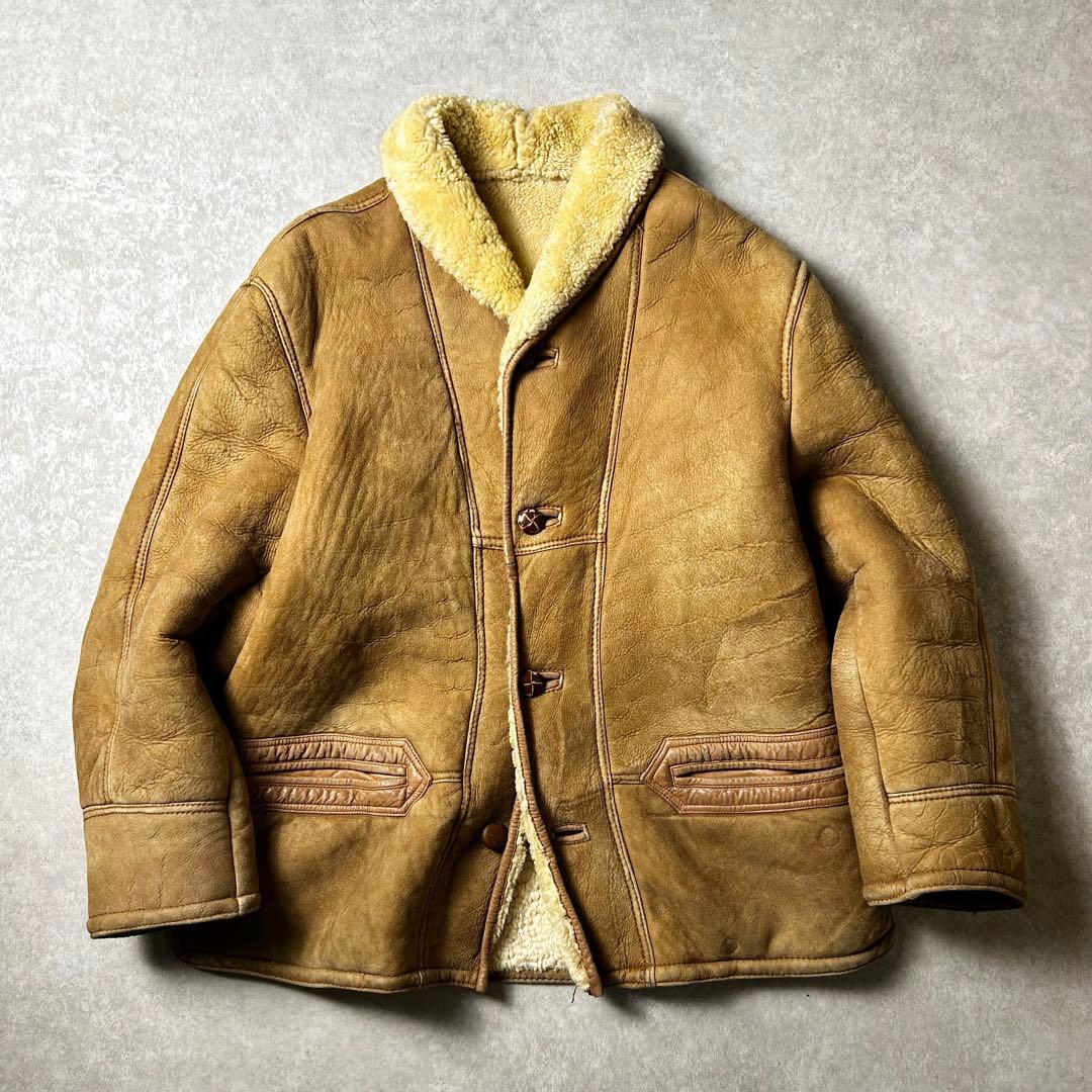 pirovintage ムートンジャケット スウェード レザー本革 袖裏ボ