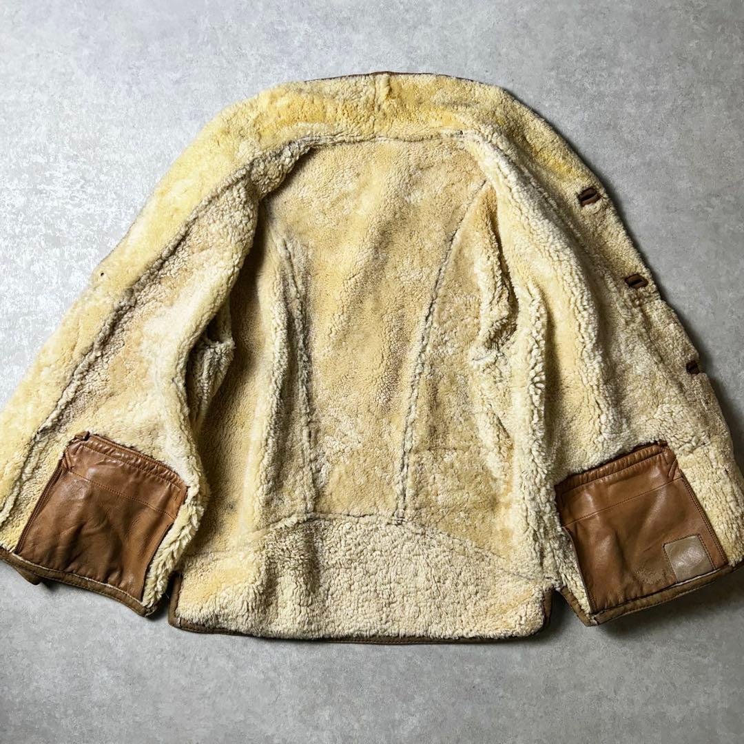 pirovintage ムートンジャケット スウェード レザー本革 袖裏ボ