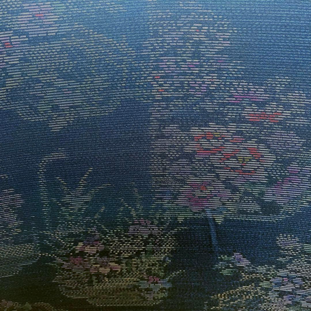 大島紬リメイク＊手作りおしゃれ日傘とお揃い巾着トート＊濃紺 花柄