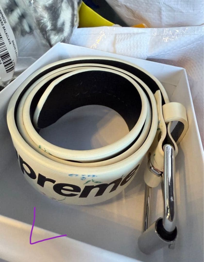 Supreme REPEAT LEATHER BELT L ホワイト