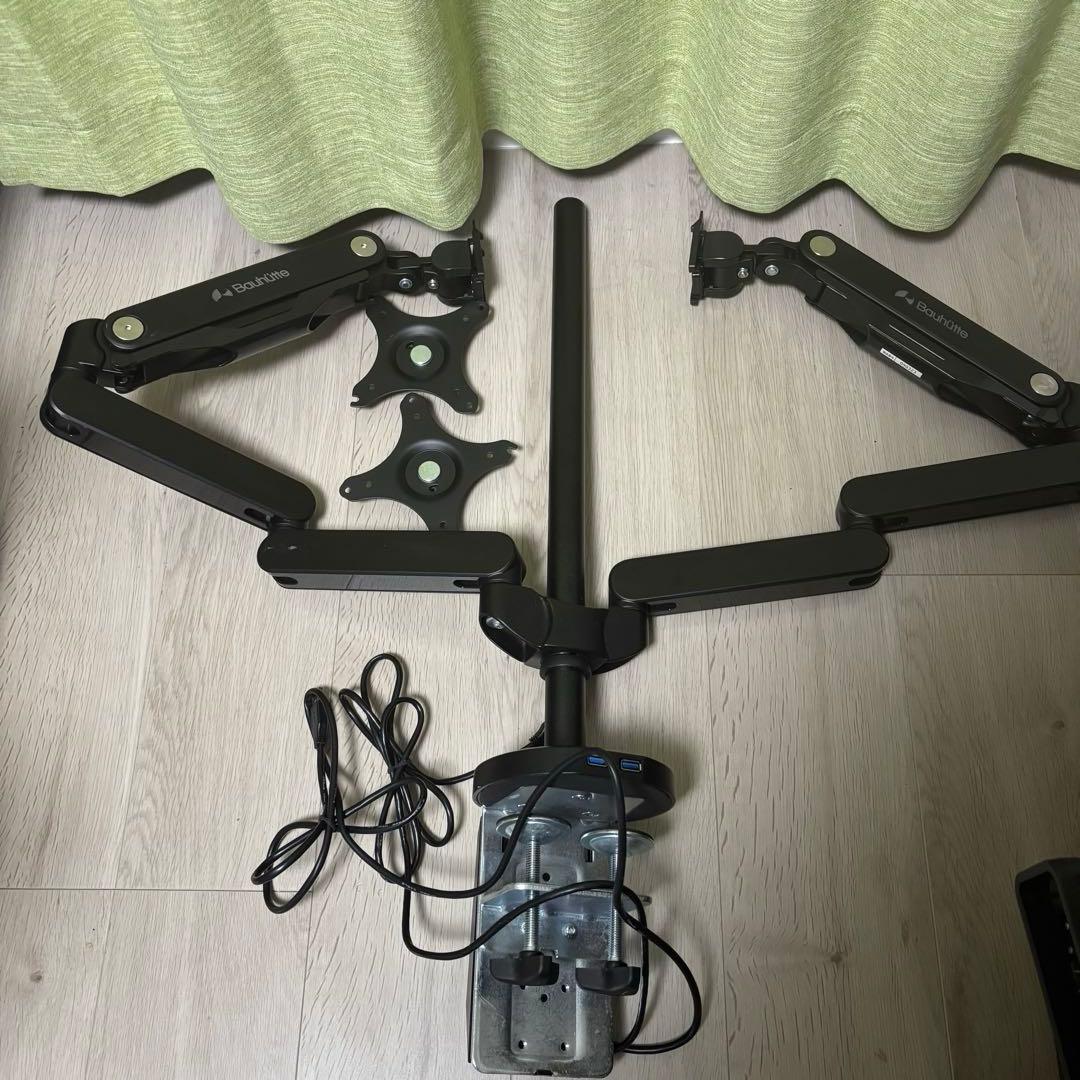 BAUHUTTE ロングモニターアーム BMA‐2GS‐BK デュアルモニター