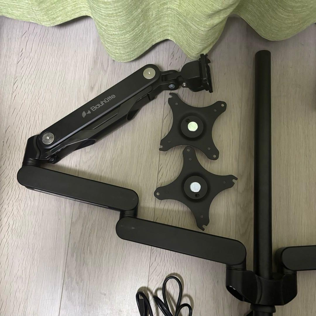 BAUHUTTE ロングモニターアーム BMA‐2GS‐BK デュアルモニター