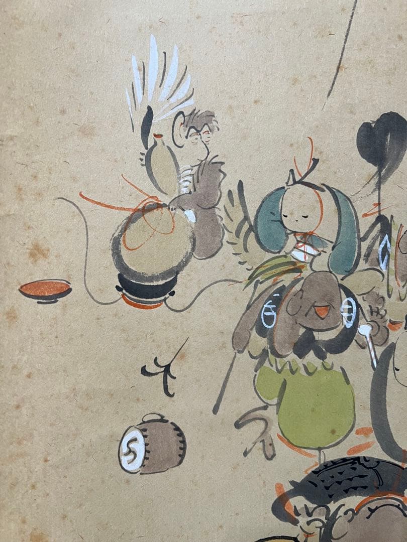 掛け軸　大津絵　高橋松山［拾人衆］紙本　共箱！