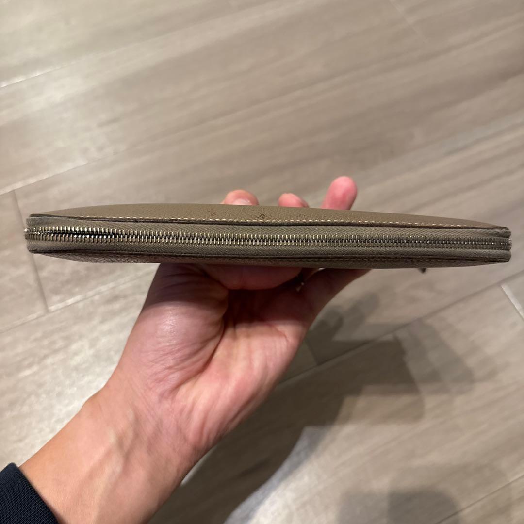 HERMES エルメス ジップ長財布 シルクインロング （エトゥープ） 箱付き