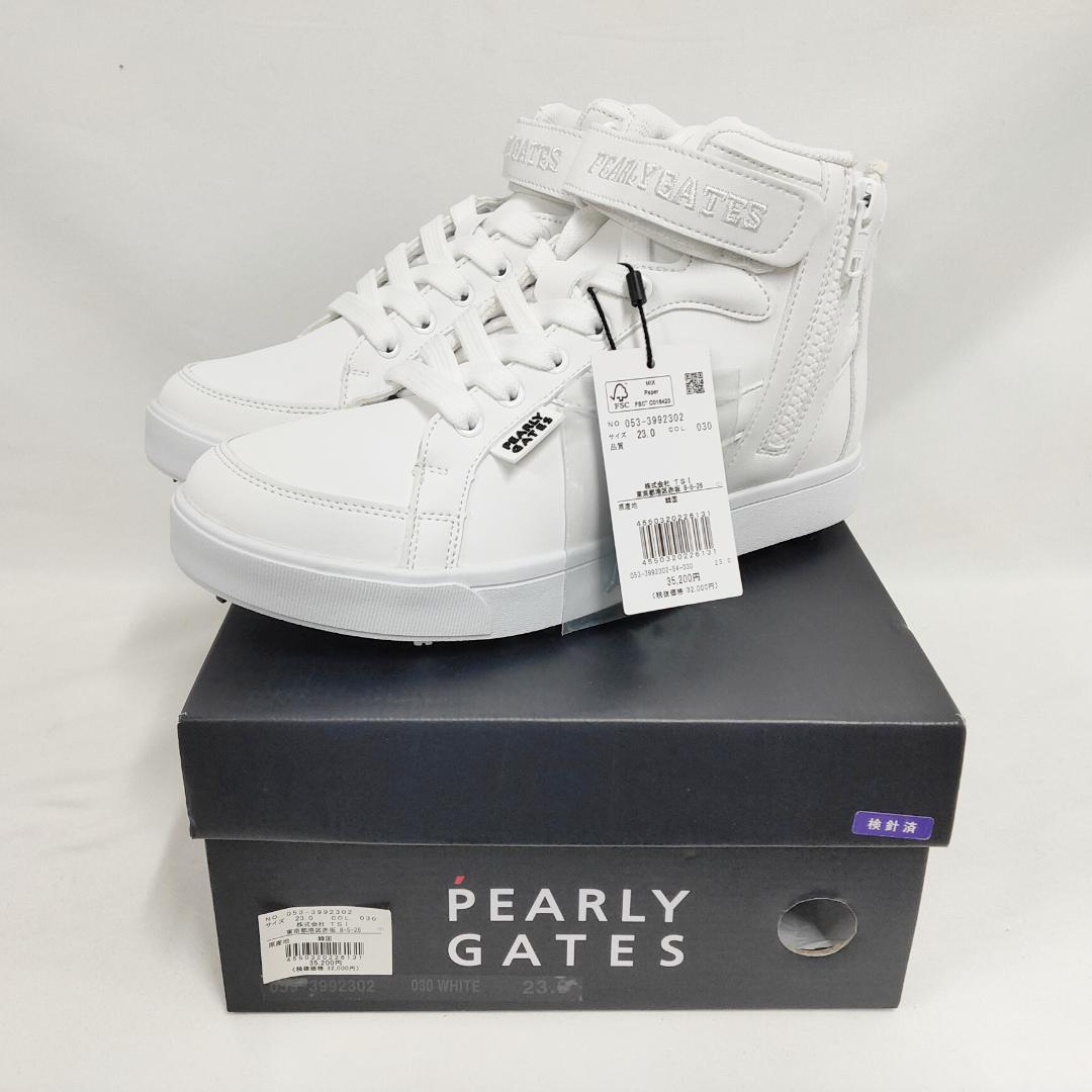 ○★新品 未使用 パーリーゲイツ ミドルカット ゴルフシューズ ホワイト23cm