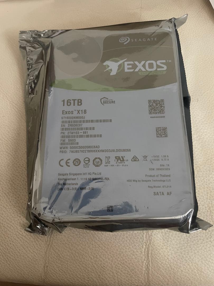 外付けハードディスク・ドライブ HDD Exos X18 16TB