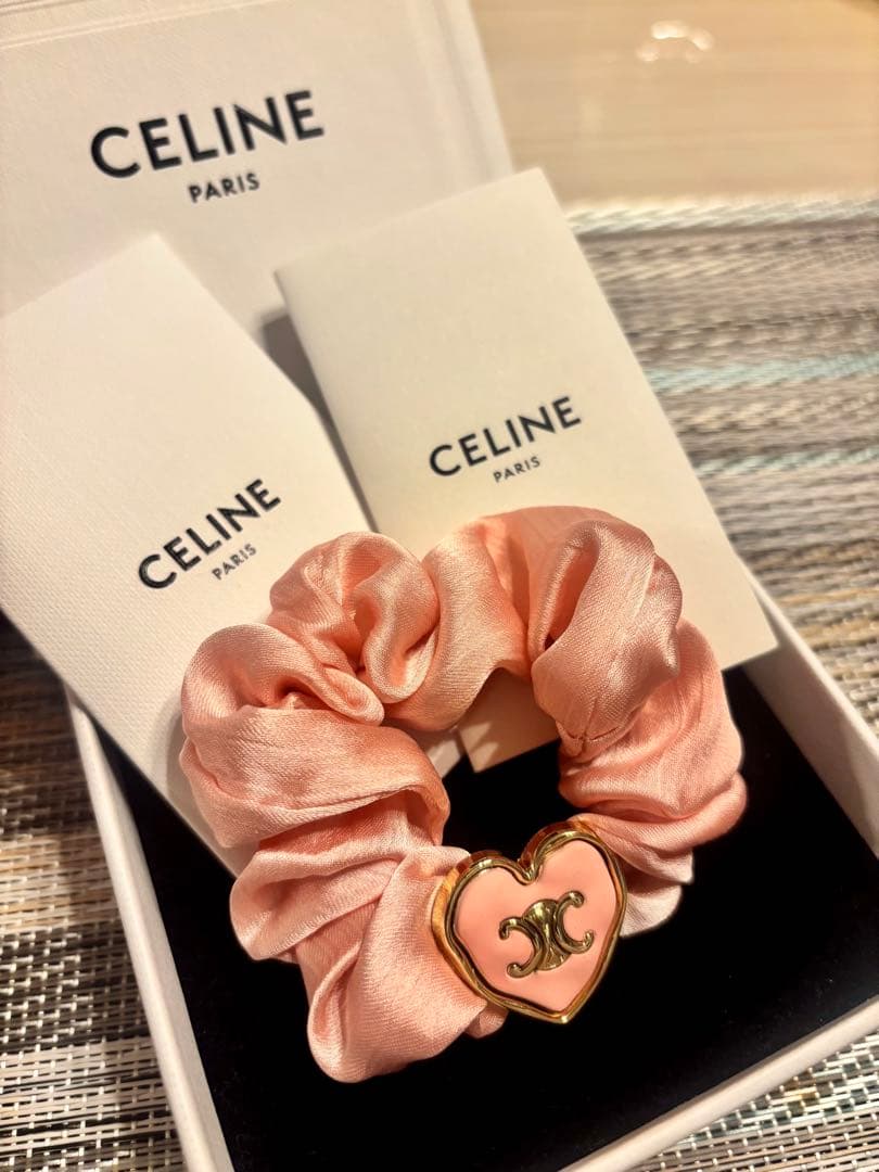 CELINE ピンク サテン ヘアゴム