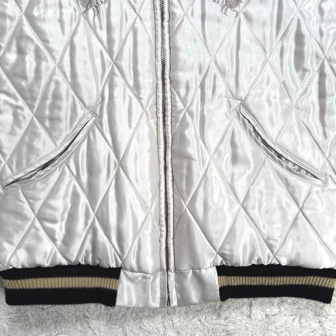 ✨美品・希少・別珍✨テーラー東洋　スカジャン　リバーシブル　サテンキルト　紺×銀