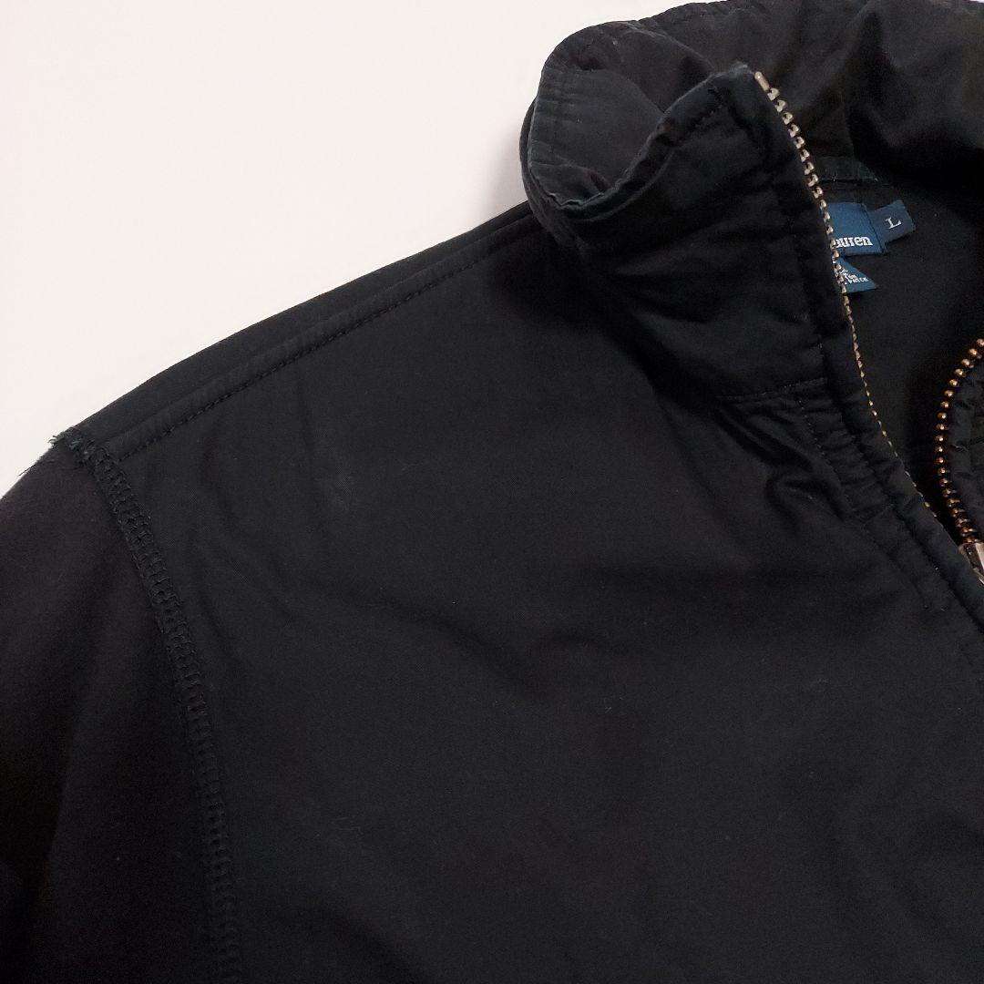 90s ポロバイラルフローレン 異素材レイヤード 裏起毛 ブルゾン L 黒