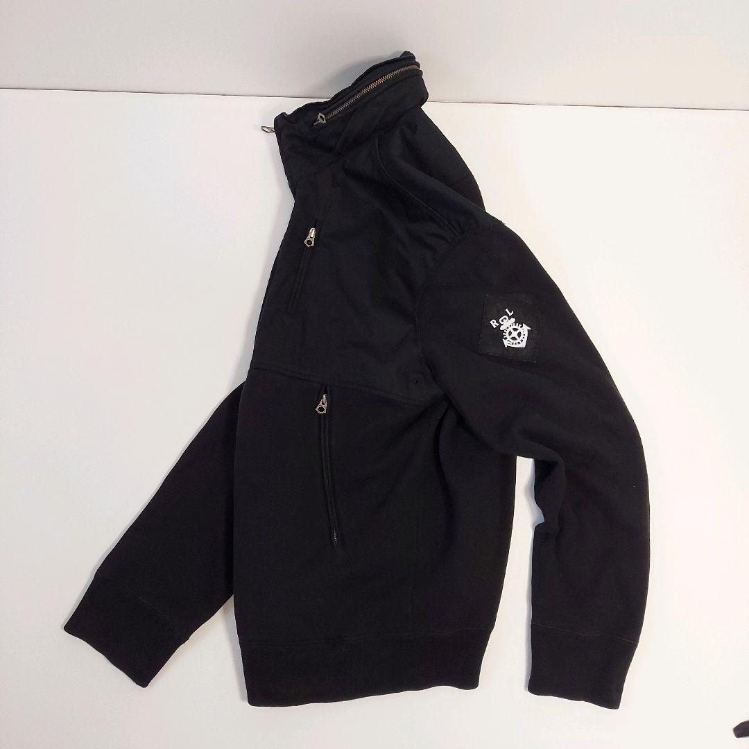 90s ポロバイラルフローレン 異素材レイヤード 裏起毛 ブルゾン L 黒