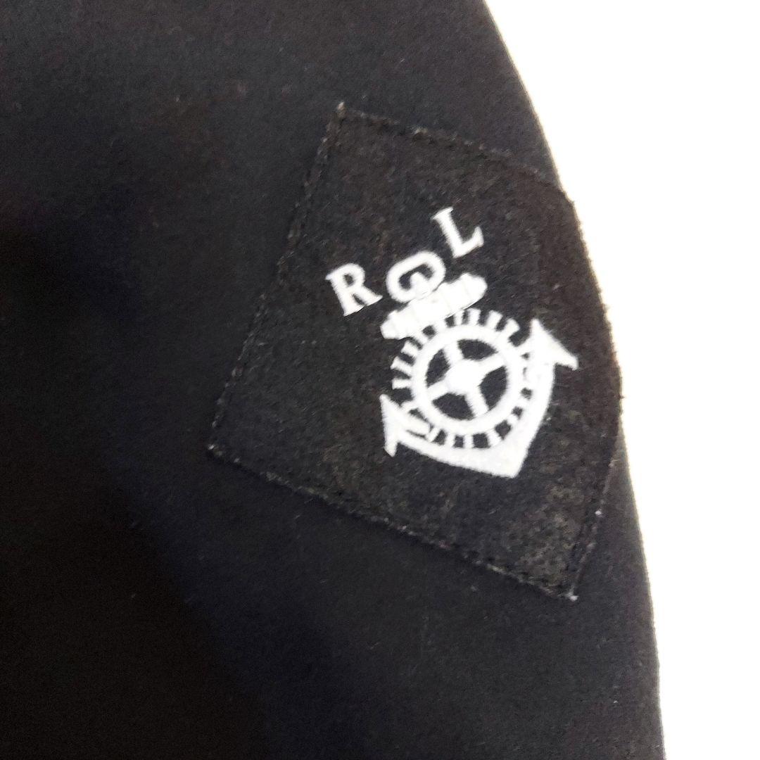 90s ポロバイラルフローレン 異素材レイヤード 裏起毛 ブルゾン L 黒