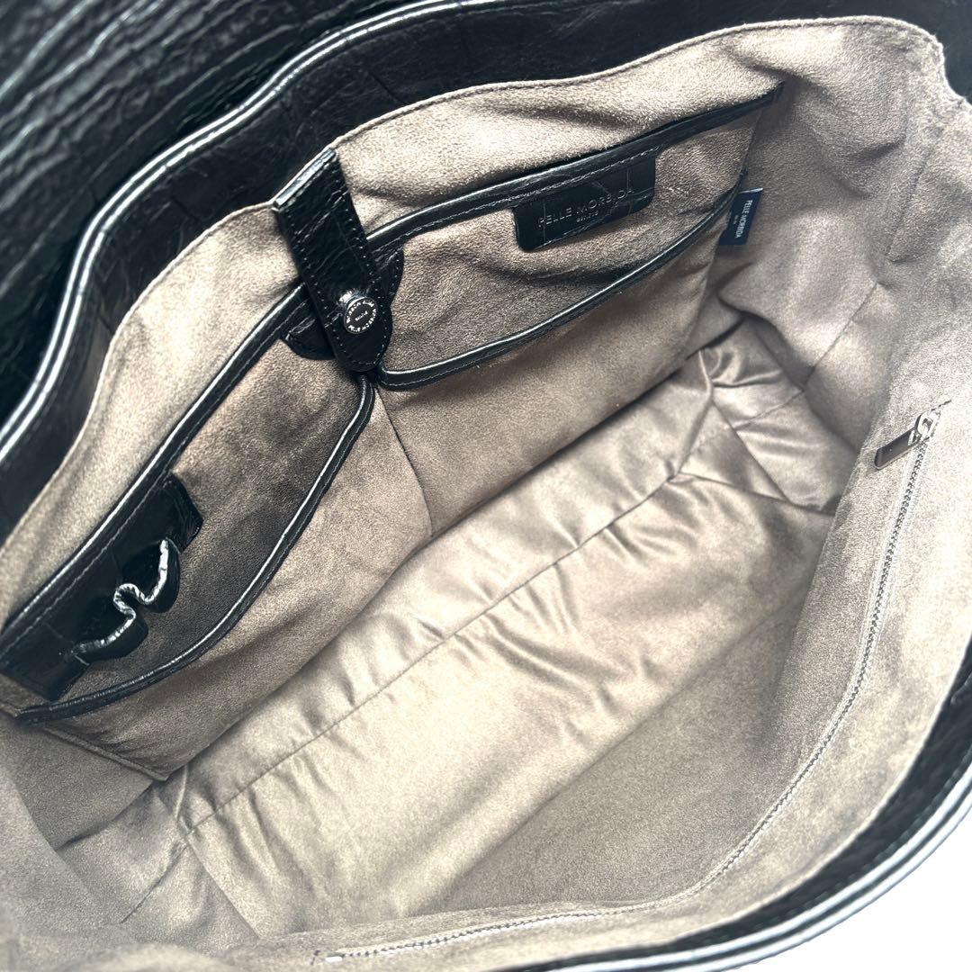 未使用級 ペッレモルビダ メイデンボヤージュ トートバッグ レザー フラップ 黒