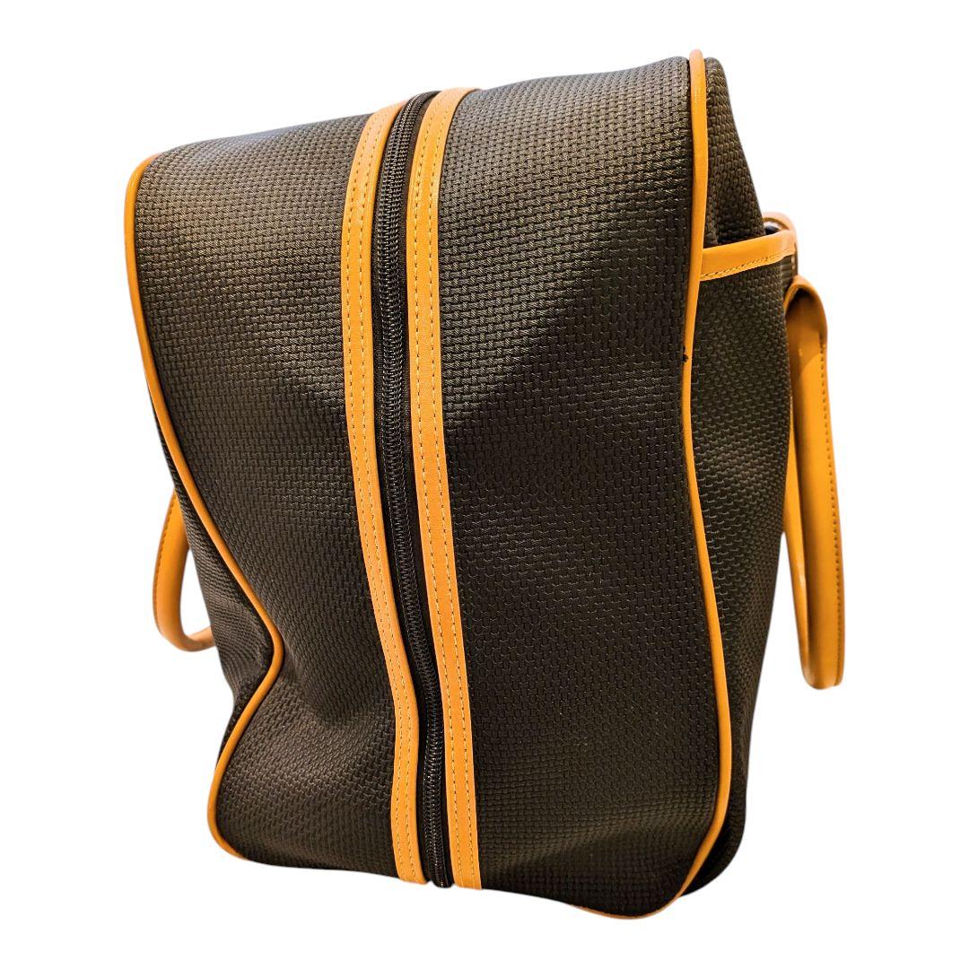 美品✨️イヴサンローラン ボストンバッグ 黒＆キャメル レザーハンドル　大容量