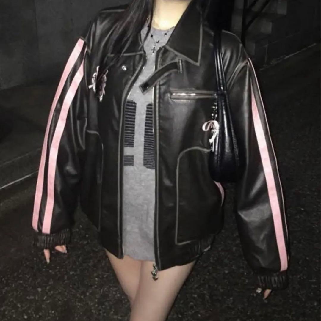 KsG オーバーサイズ リボン レザージャケット