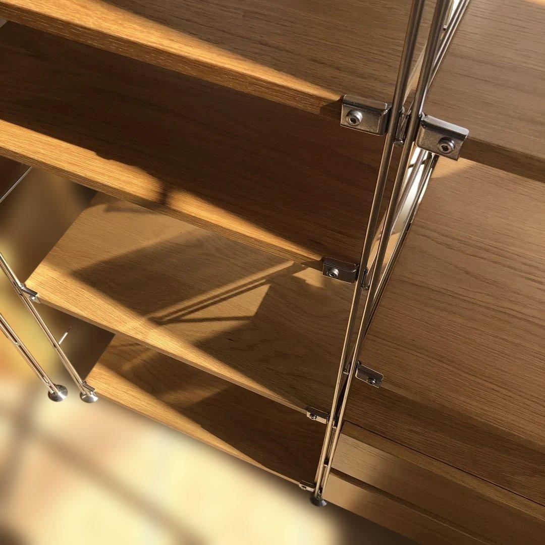 オクユキ！　無印良品 ステンレスユニットシェルフ・オーク材・引出し付