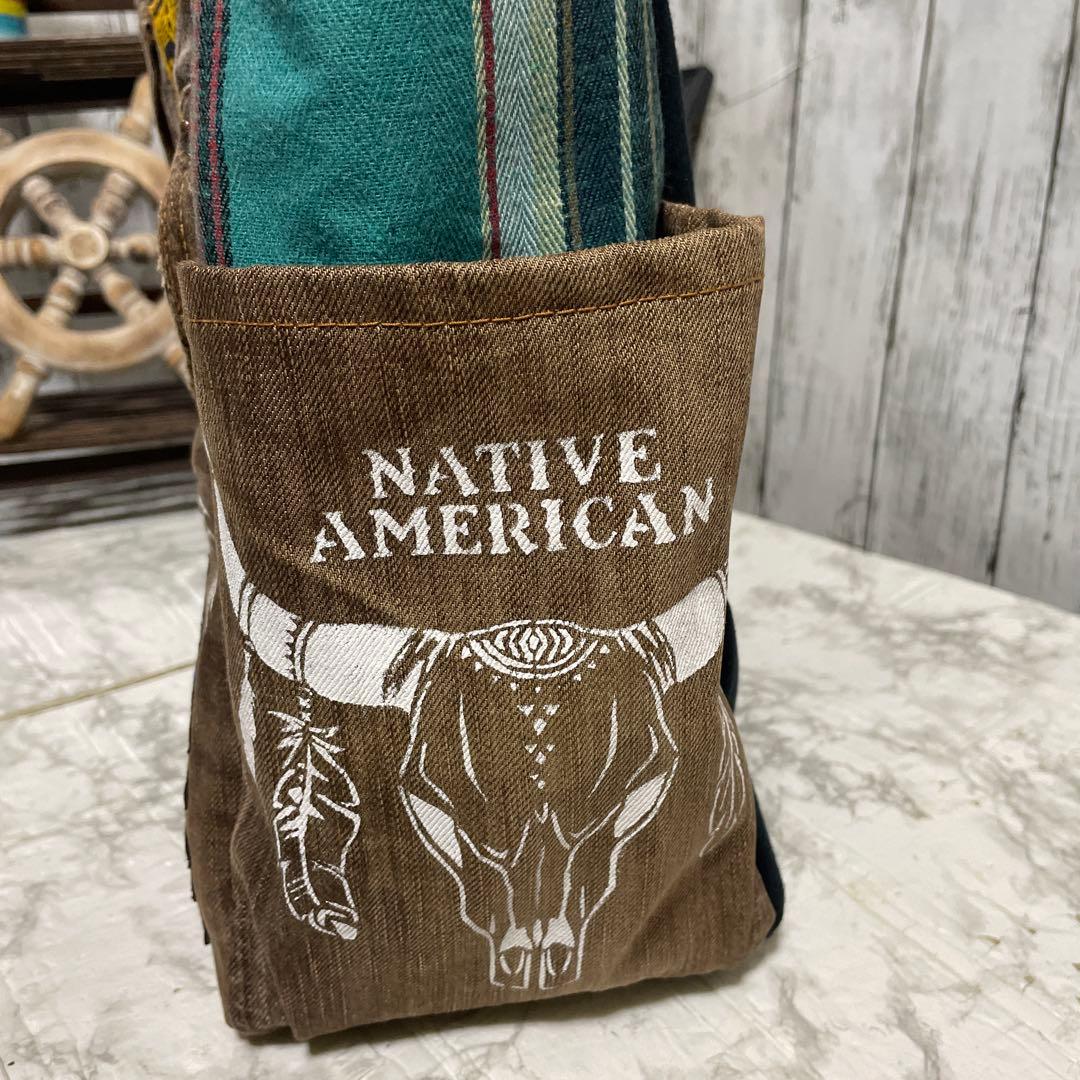 No.534 デニムリメイクバッグ　キャットインディアン