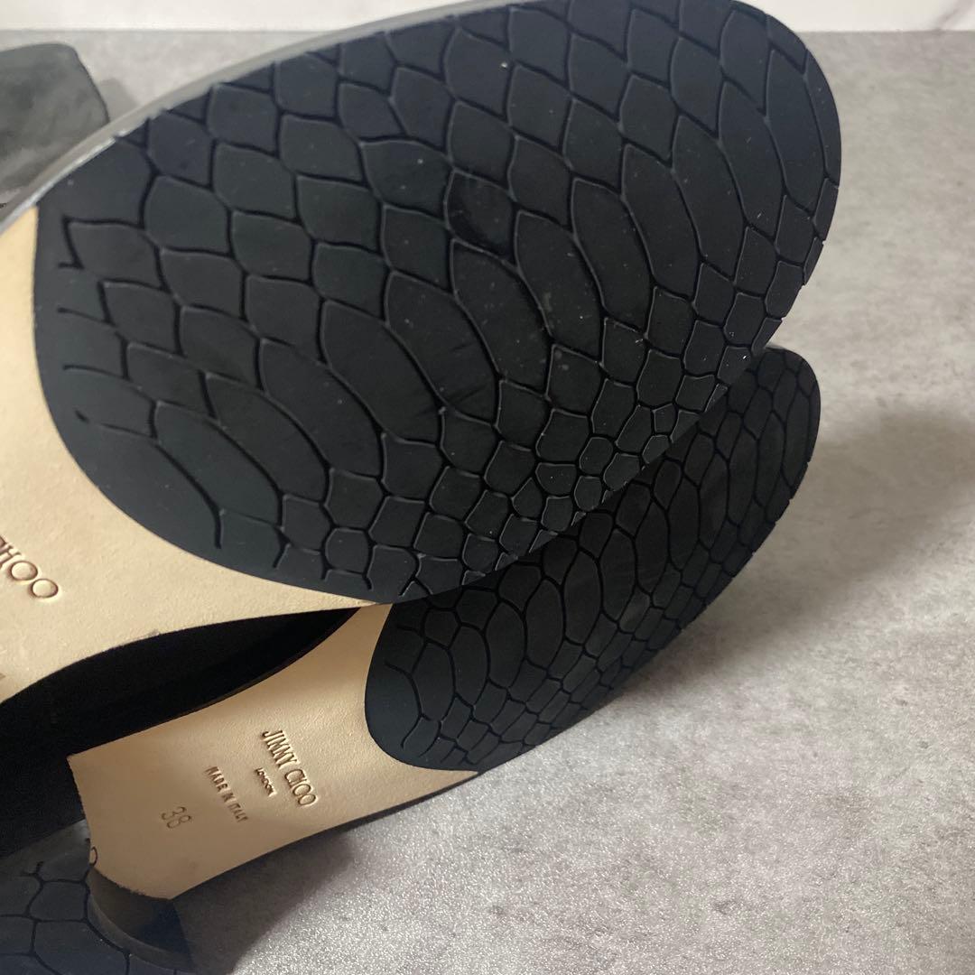 JIMMY CHOO ロングブーツ アーモンドトゥ スエード レザー 38 黒