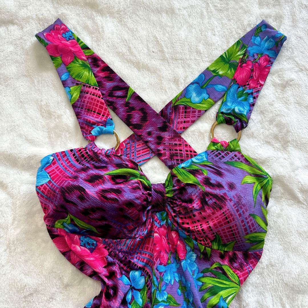 【AVIRA PINK】アビラピンク ヒョウ柄×花柄 背中がんあきキャミ